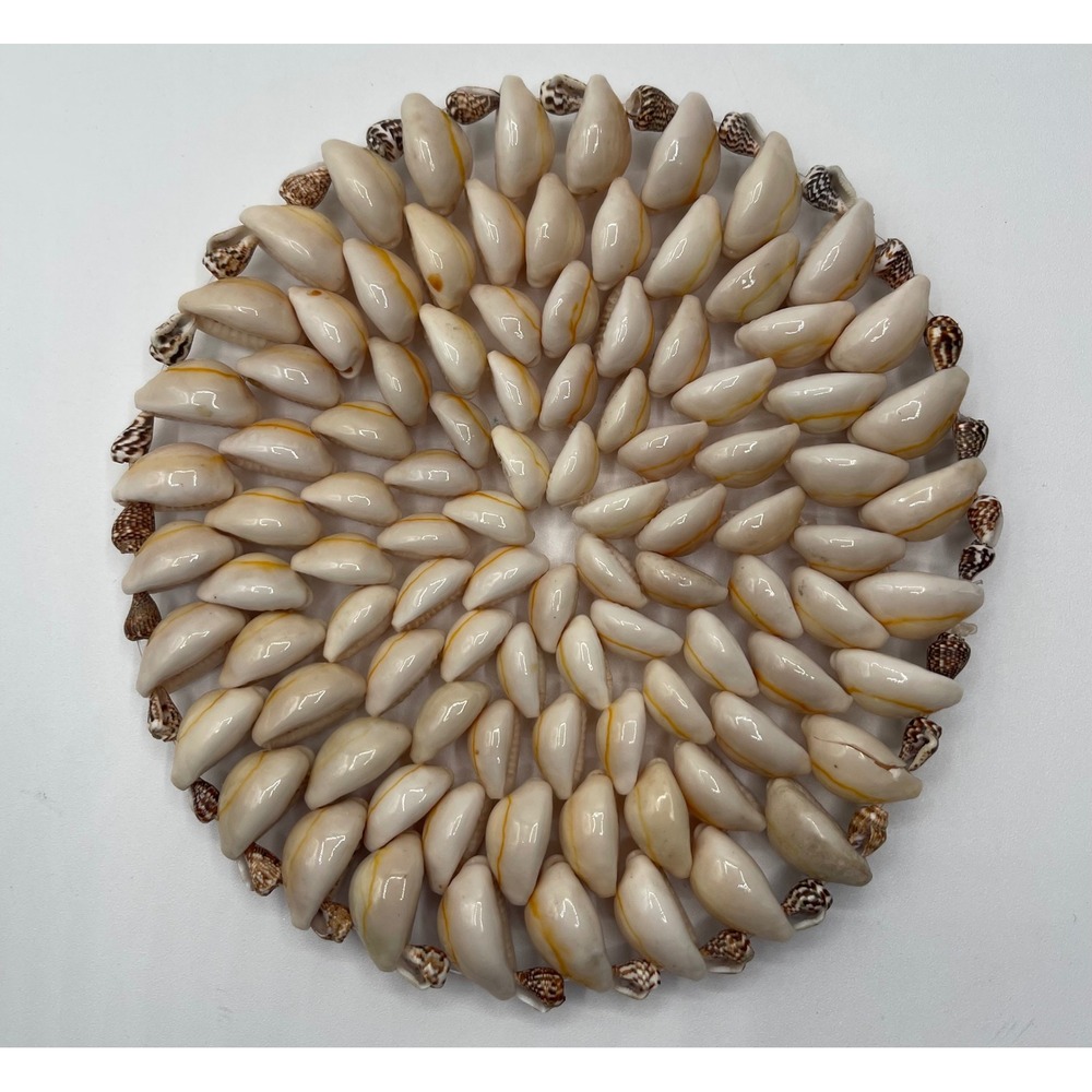 Vintage Cowrie Shell Trivet Circular Coastal Wall Decor Boho‎ Nautical 6 Inch
